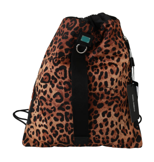 Dolce & Gabbana Chic Leopard Print Backpack for Stylish Ventures