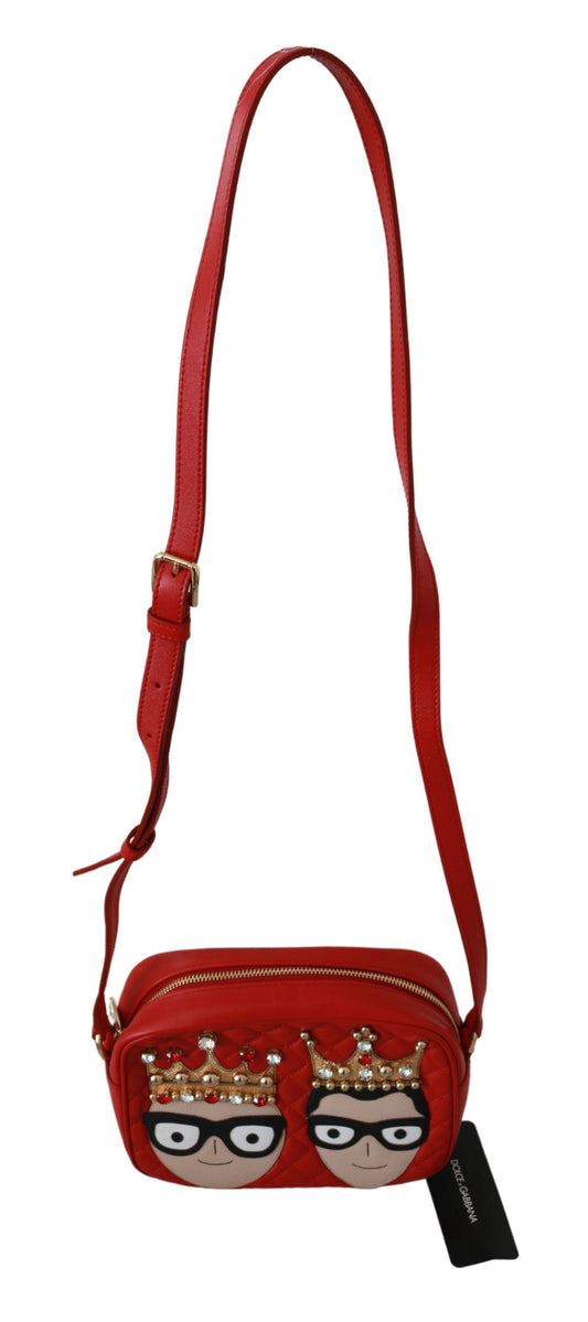 Dolce & Gabbana Elegant Red Leather Crossbody Glam Bag