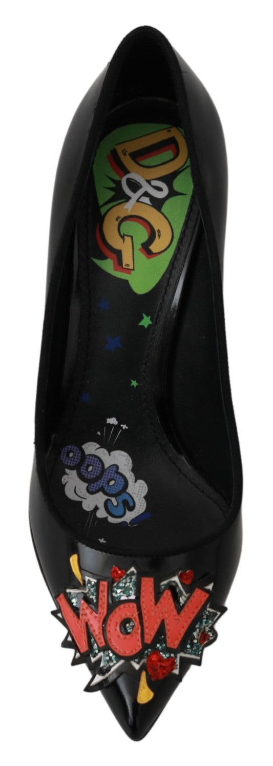 Dolce & Gabbana Elegant Embroidered Black Leather Pumps