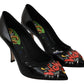 Dolce & Gabbana Elegant Embroidered Black Leather Pumps