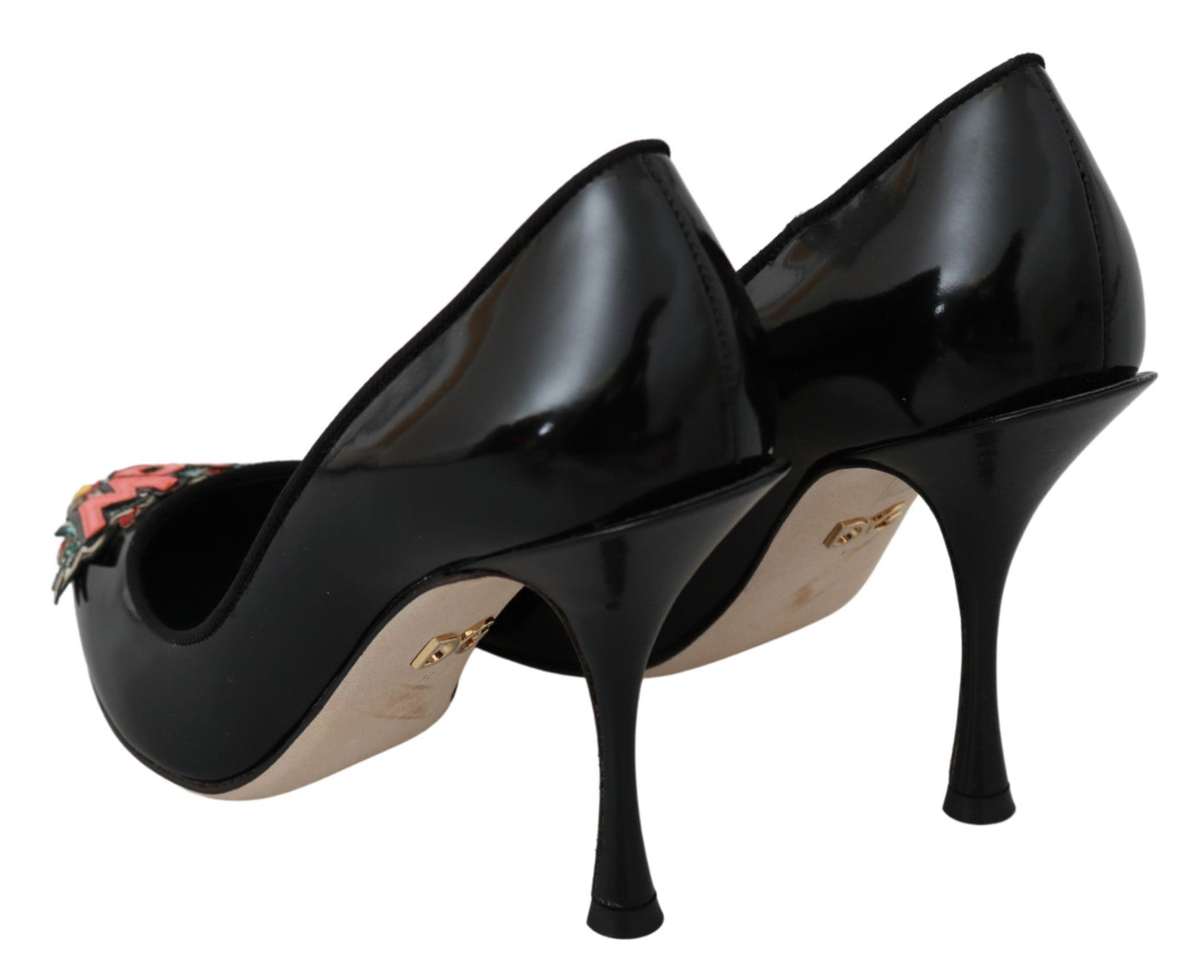 Dolce & Gabbana Elegant Embroidered Black Leather Pumps