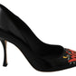 Dolce & Gabbana Elegant Embroidered Black Leather Pumps