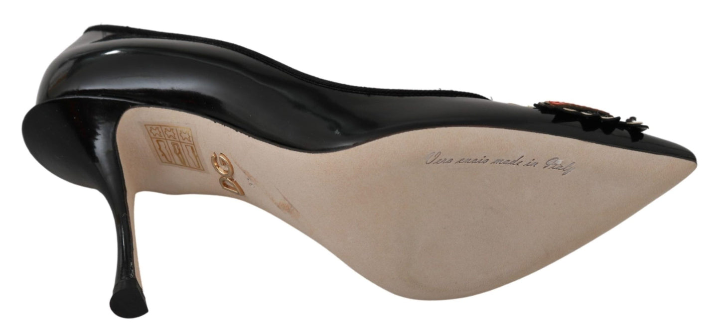 Dolce & Gabbana Elegant Embroidered Black Leather Pumps