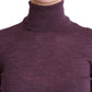 BYBLOS Elegant Turtleneck Wool Sweater in Purple