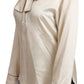 Dolce & Gabbana Elegant Beige Silk Satin Blouse with QUEEN Embroidery