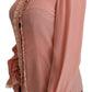 Dolce & Gabbana Elegant Pink Lace Silk Blouse with Gold Sequins