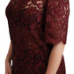 Dolce & Gabbana Maroon Floral Lace Short Sleeve Blouse