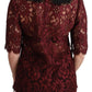 Dolce & Gabbana Maroon Floral Lace Short Sleeve Blouse