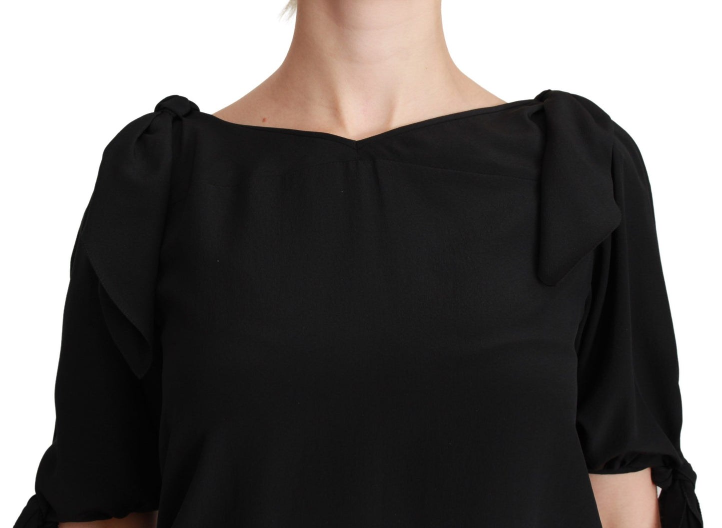 Dolce & Gabbana Elegant Silk Short Sleeve Blouse in Black