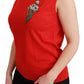 Dolce & Gabbana Embroidered Red Wool Tank Blouse