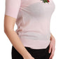 Dolce & Gabbana Cashmere Floral Embroidered Short Sleeve Top