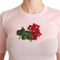 Dolce & Gabbana Cashmere Floral Embroidered Short Sleeve Top