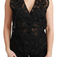 Dolce & Gabbana Elegant Floral Black Silk Blend Vest