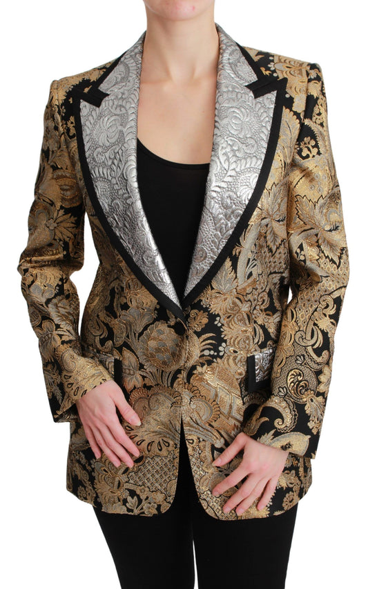 Dolce & Gabbana Elegant Gold Floral Jacquard Blazer