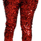 Dolce & Gabbana Elegant High-Waist Cropped Red Trousers