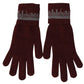 John Galliano Maroon Wool-Blend Designer Gloves