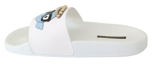 Dolce & Gabbana Elegant White Slide Sandals - Summer Chic