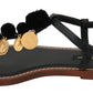 Dolce & Gabbana Pom Pom Flip Flop Ankle Strap Flats