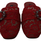 Dolce & Gabbana Radiant Red Slide Flats with Crystal Embellishments