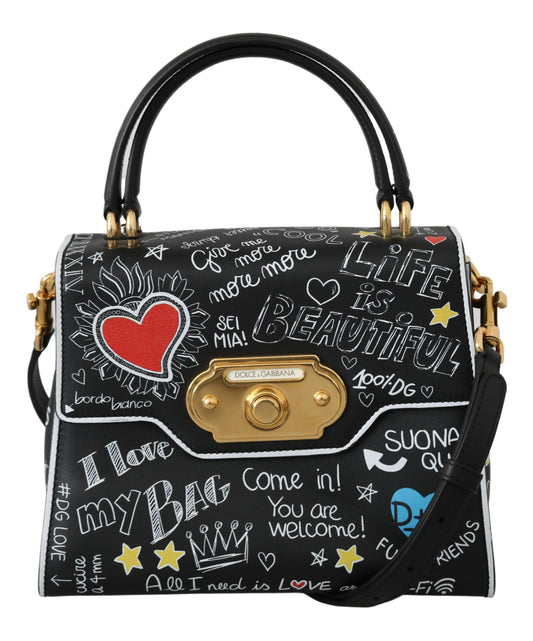 Dolce & Gabbana Elegant Black Leather Welcome Shoulder Bag