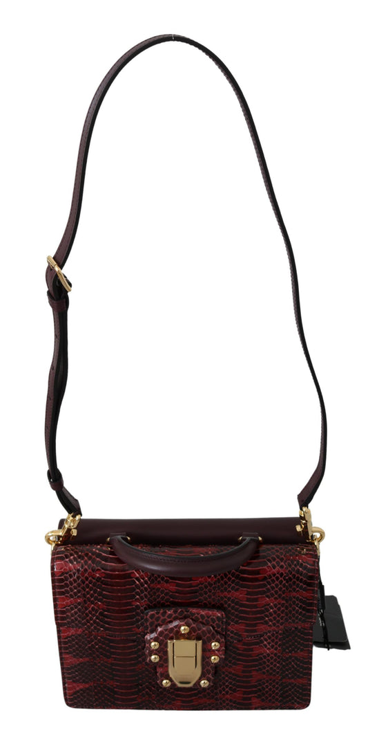 Dolce & Gabbana Elegant Bordeaux Serpentine Leather Bag