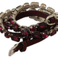 Dolce & Gabbana Crystal-Embellished Purple Leather Belt