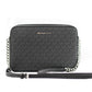 Michael Kors Jet Set Large East West Saffiano Leather Crossbody Bag Handbag [Black Signature]