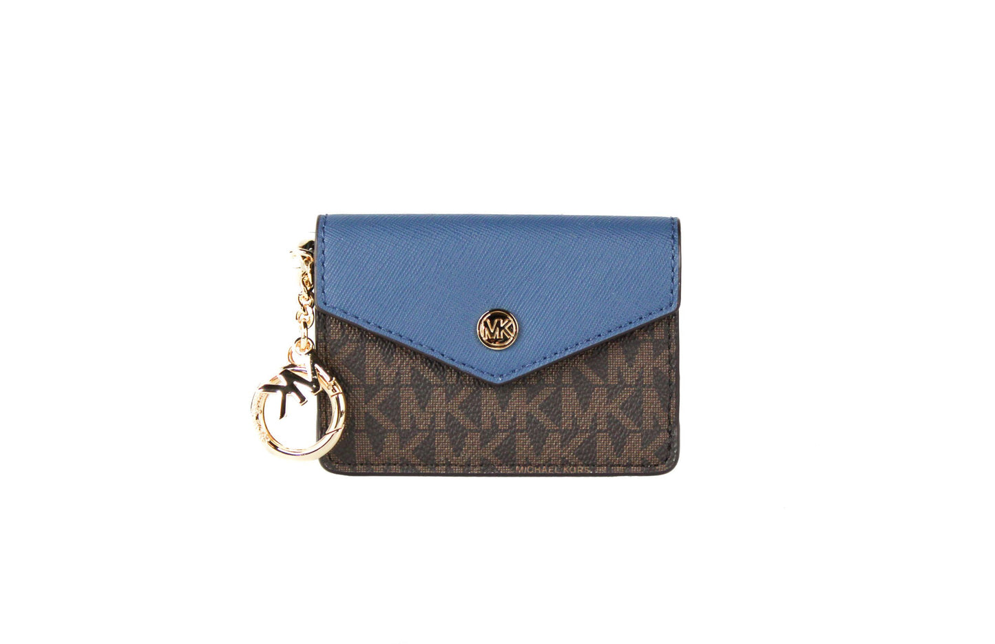 Michael Kors Kala Small Signature Leather Flap Key Ring Card Case (Dark Chambray)