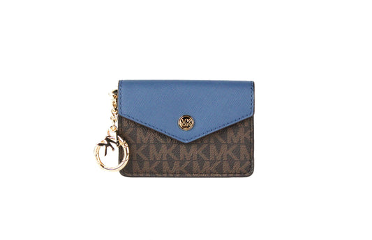 Michael Kors Kala Small Signature Leather Flap Key Ring Card Case (Dark Chambray)