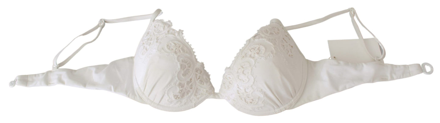 Ermanno Scervino Chic White Lace Push Up Bra Luxury Lingerie