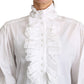 Dolce & Gabbana Elegant Turtle Neck Ruffled Blouse