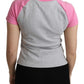 Moschino Chic Gray Crew Neck Cotton T-shirt with Pink Accents