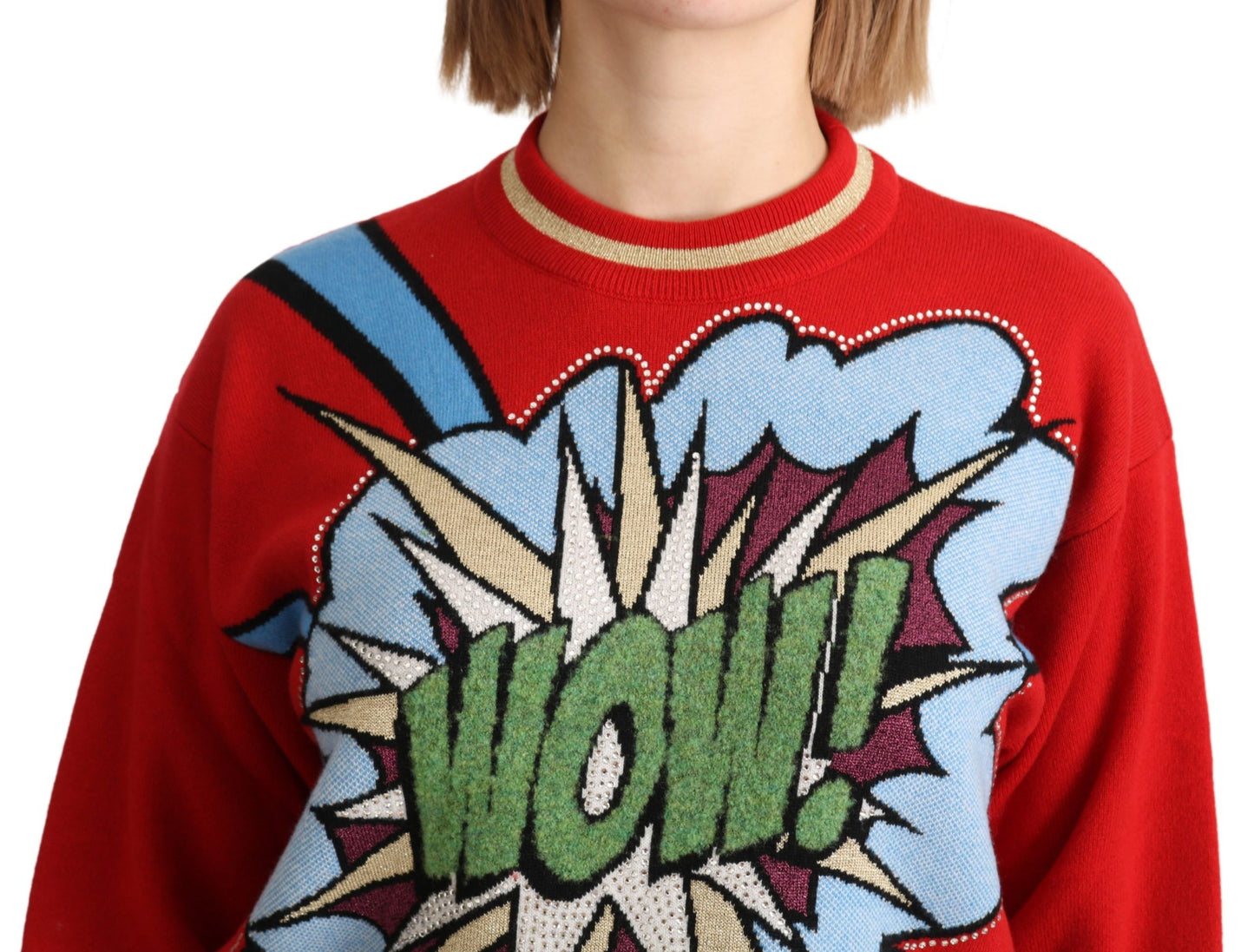 Dolce & Gabbana Radiant Red Cartoon Motive Cashmere Sweater