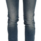 John Galliano Chic Blue Washed Slim Fit Denim Trousers