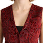 Dolce & Gabbana Elegant Bordeaux Brocade Sleeveless Vest