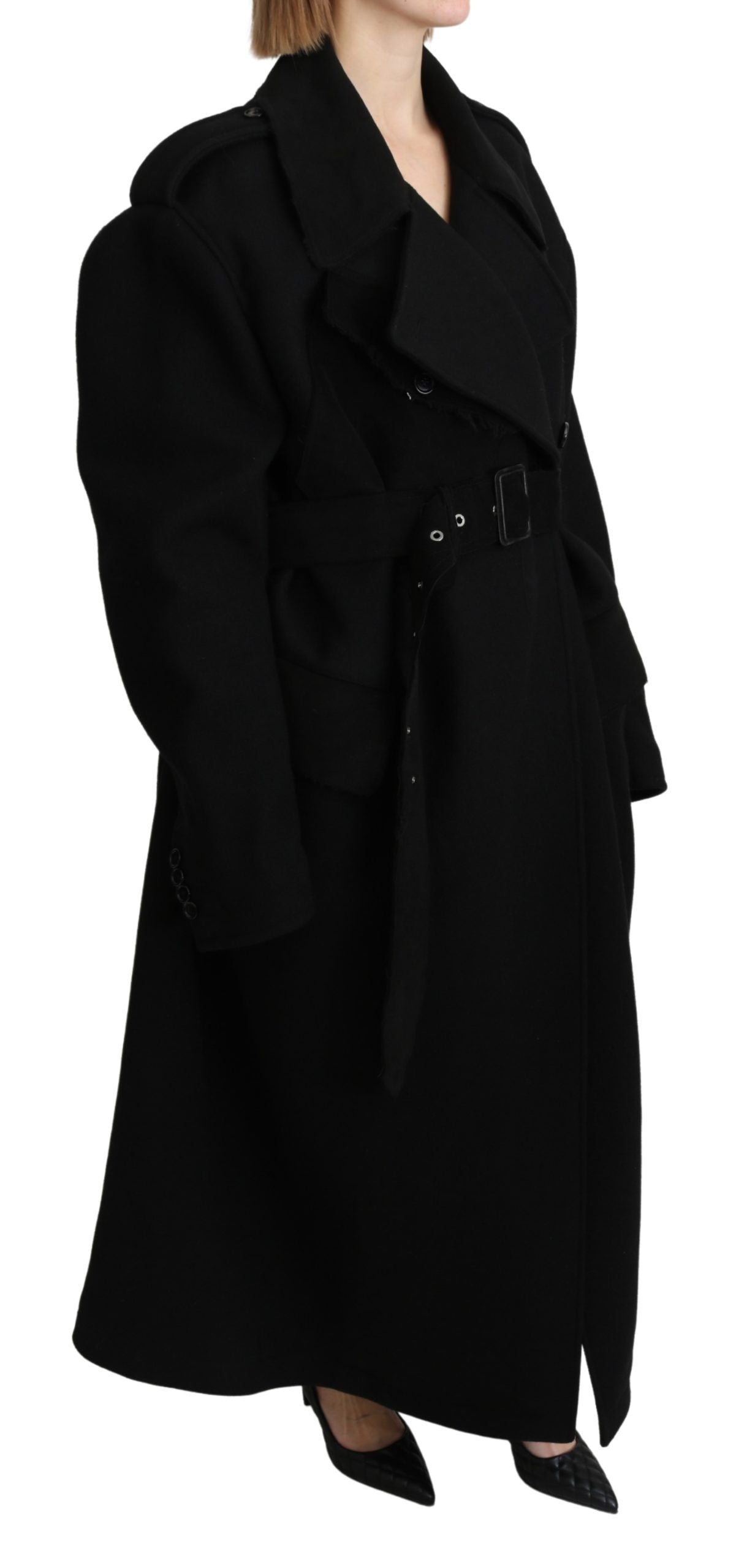 Dolce & Gabbana Elegant Black Wool Trenchcoat