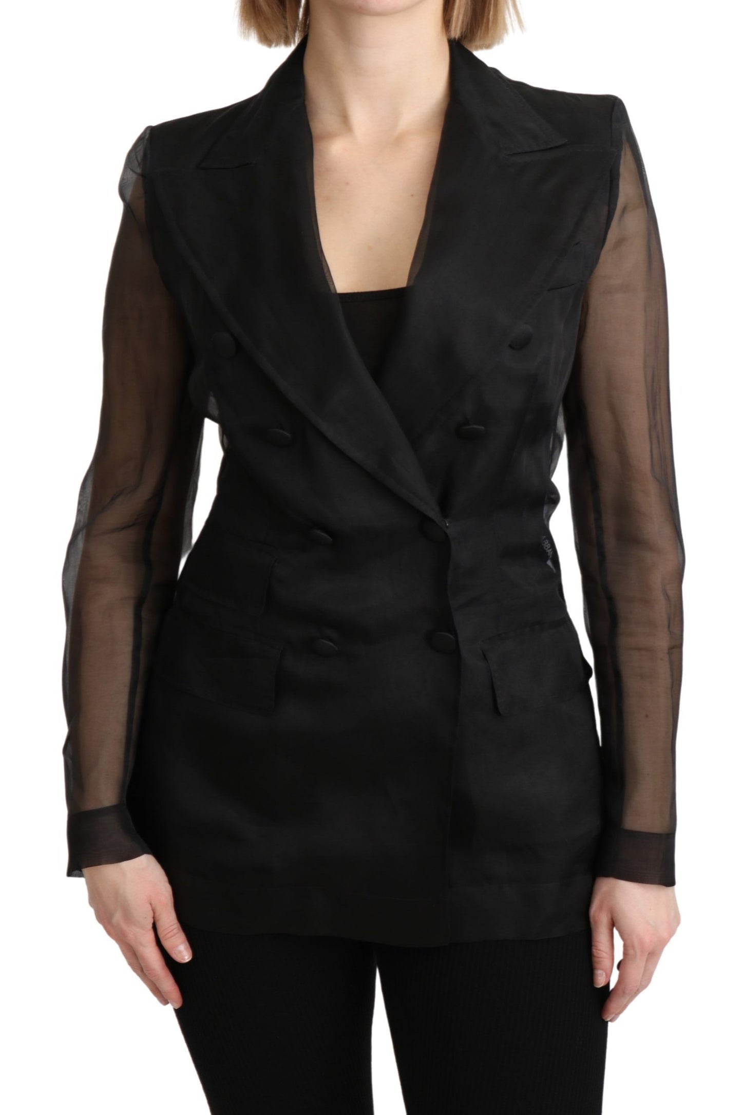 Dolce & Gabbana Elegant Black Silk Double Breasted Blazer