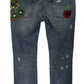 Dolce & Gabbana Chic Blue Ripped Embellished Skinny Jeans