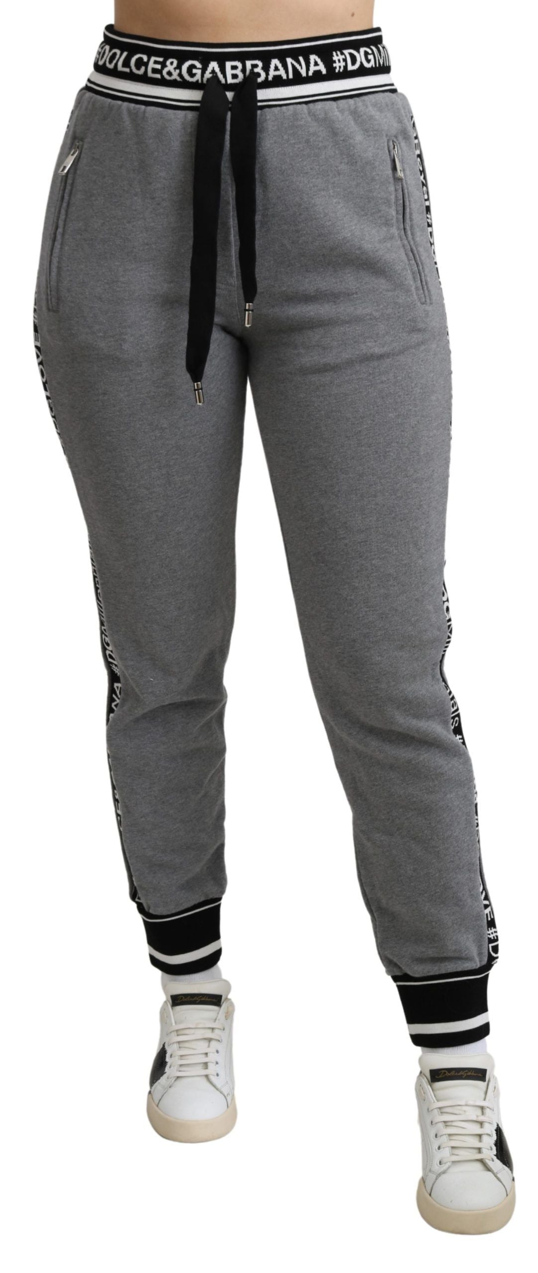 Dolce & Gabbana Elegant Mid Waist Jogging Pants in Gray