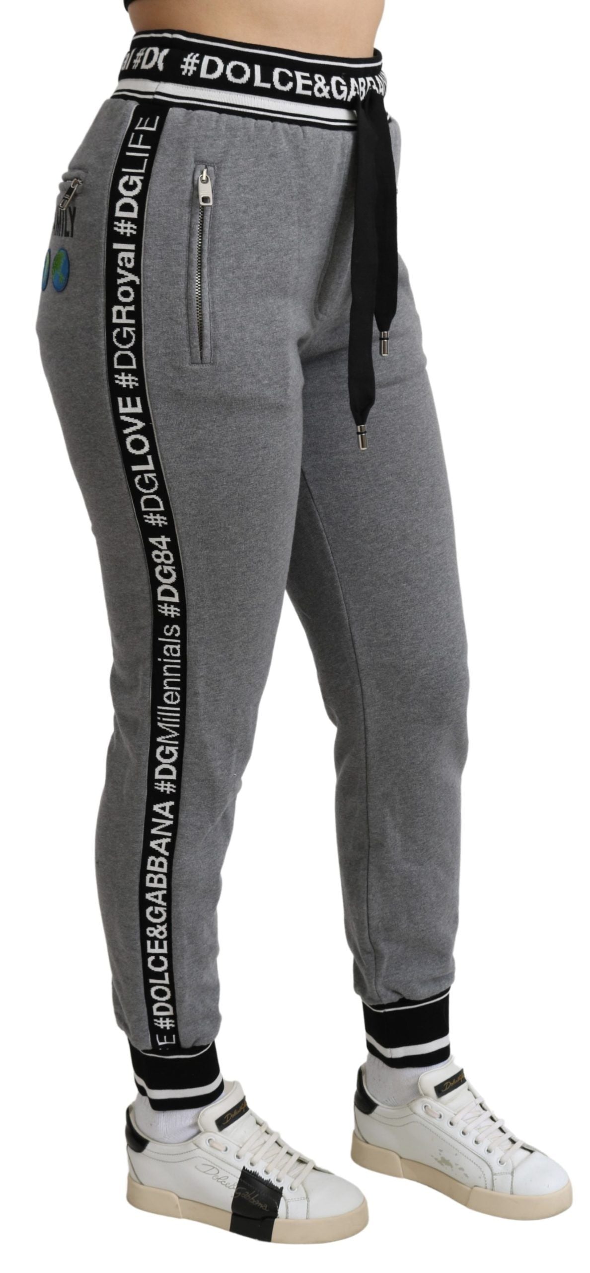 Dolce & Gabbana Elegant Mid Waist Jogging Pants in Gray