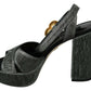 Dolce & Gabbana Chic Gray Ankle Strap Heels with Gold Accents