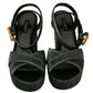 Dolce & Gabbana Chic Gray Ankle Strap Heels with Gold Accents