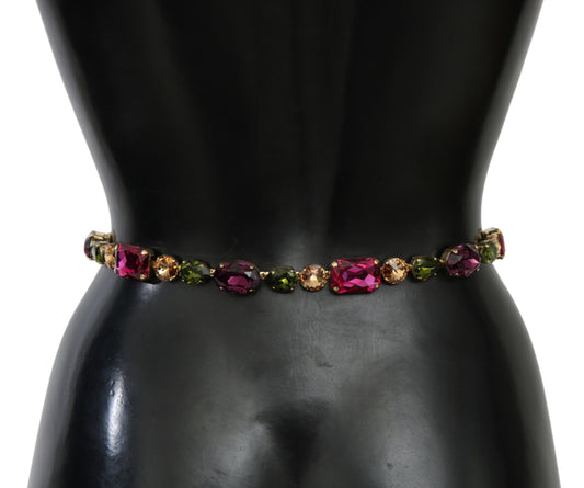 Dolce & Gabbana Elegant Pink Leather Crystal Belt