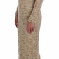 Dolce & Gabbana Beige Floral Lace Long Sleeve Maxi Dress