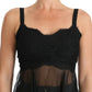 Dolce & Gabbana Elegant Black Silk Floral Lace Chemise Dress