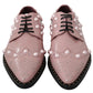 Dolce & Gabbana Elegant Pink Crystal-Embellished Lace-Up Flats