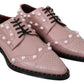 Dolce & Gabbana Elegant Pink Crystal-Embellished Lace-Up Flats