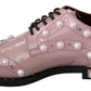 Dolce & Gabbana Elegant Pink Crystal-Embellished Lace-Up Flats