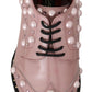 Dolce & Gabbana Elegant Pink Crystal-Embellished Lace-Up Flats