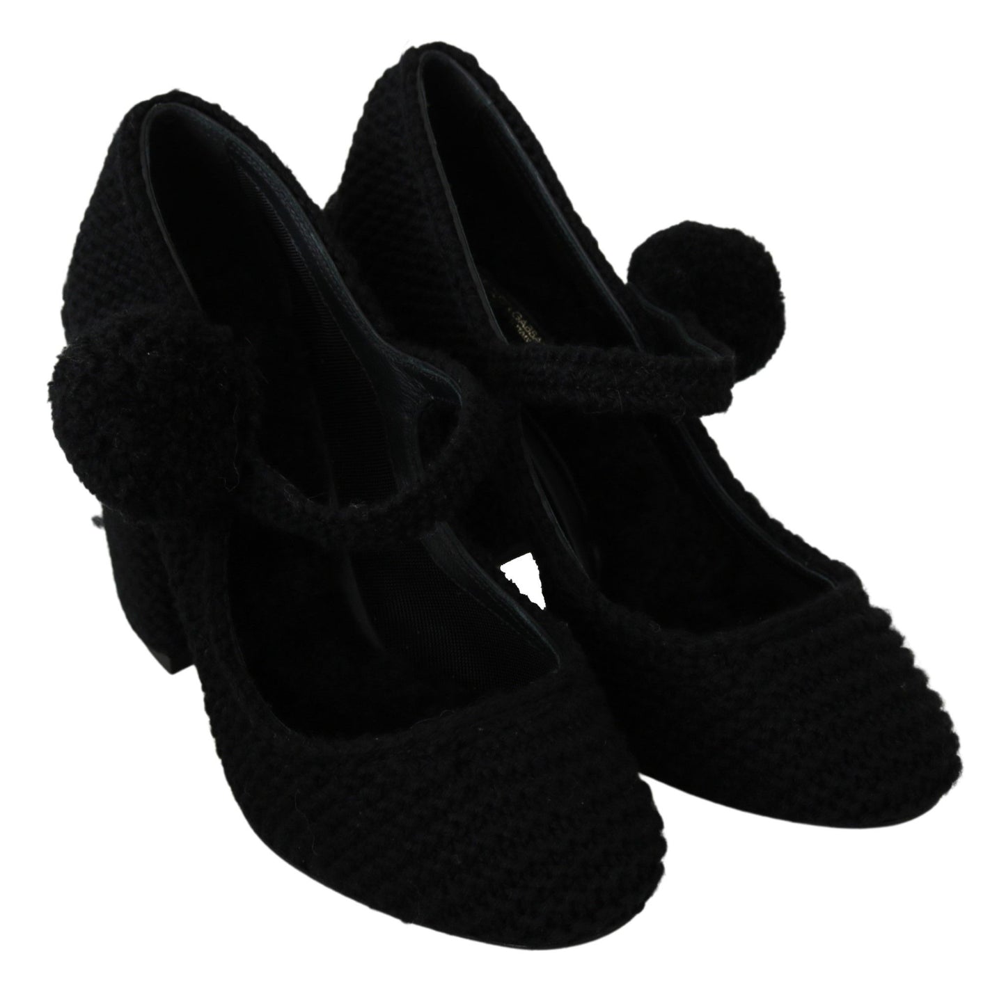 Dolce & Gabbana Chic Black Wool-Knitted Mary Janes Pumps